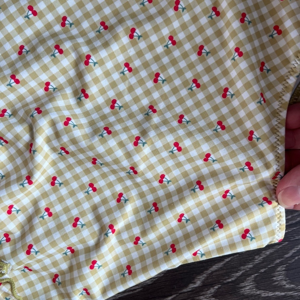 Zara Green Gingham Cherry Print Swimsuit - Picture 2 of 3